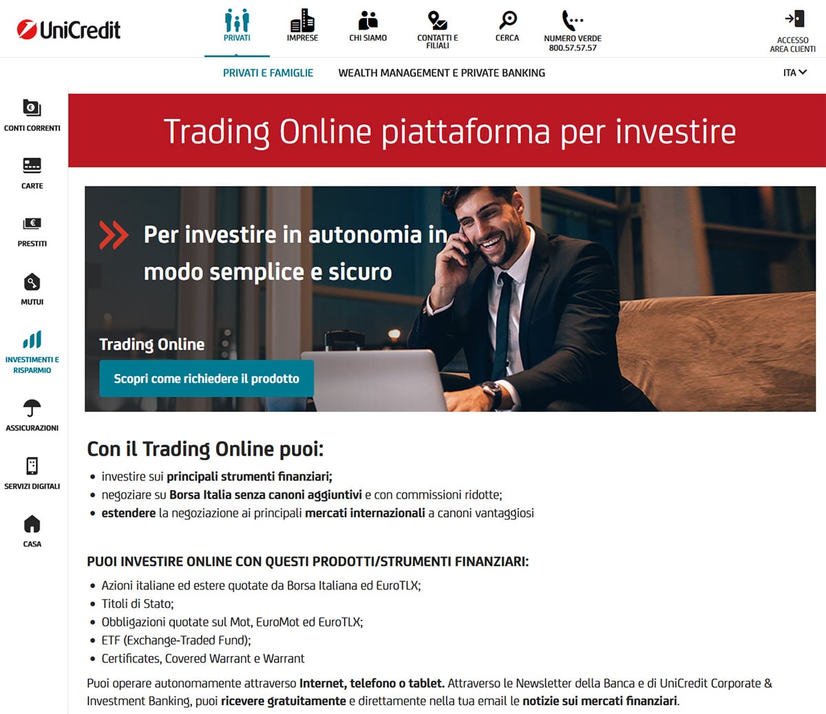 Unicredit: Servizio di trading online